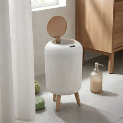 12L High Foot Trash Can Modern Bathroom Waste Bin with Lid Round Kitchen Living Room Rubbish Garbage Bin