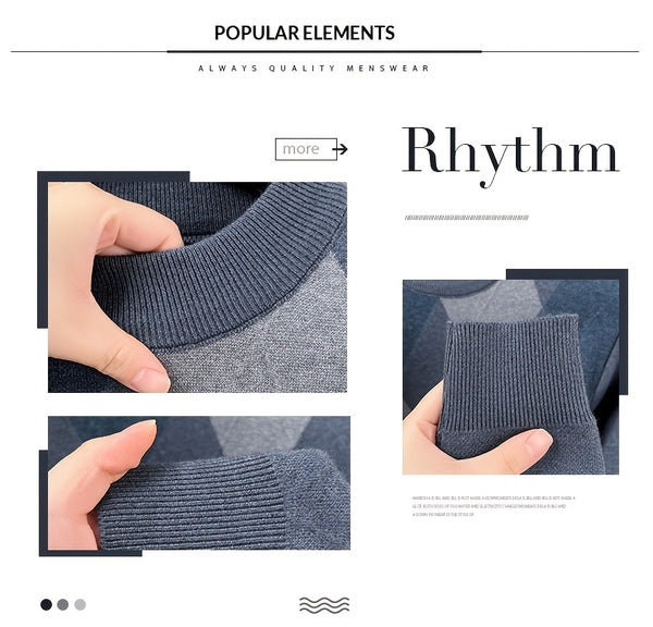 Carterma CRRTMARO Embroidered Sweater Men'S Warm Autumn And Winter Fleece Thickened Semi-High Collar Base Shirt Casual Men'S Clothing Shengyida