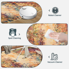 1pc Ultra Soft Cashmere Carpet – Soft Plush Low Pile Bohemian Rug, Non-Slip Rubber Backing Area Mat, Pet-Friendly & Machine Washable Floor Mat for Living Room, Bedroom & Home Decor, Perfect Holiday Gift