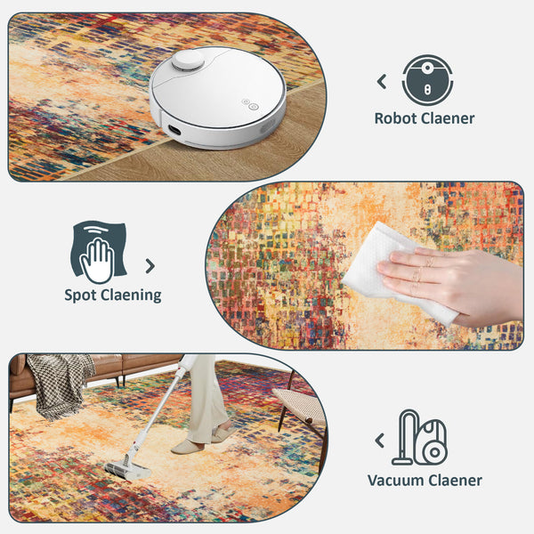 1pc Ultra Soft Cashmere Carpet – Soft Plush Low Pile Bohemian Rug, Non-Slip Rubber Backing Area Mat, Pet-Friendly & Machine Washable Floor Mat for Living Room, Bedroom & Home Decor, Perfect Holiday Gift