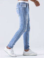 European and American Stretch Ripped Skinny Jeans