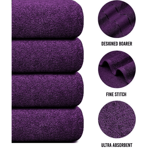 4 X Large Jumbo Bath Towels 100% Egyptian Cotton -75 x 150 cm- Soft Quick Dry Hotel Spa Big Bathroom Towels Set