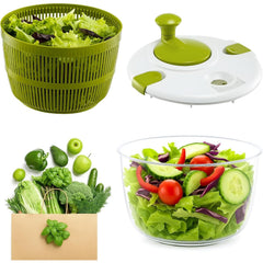 Salad Spinner 3.5 Litre Plastic Lettuce Dryer Vegetable Washer with Non-Slip Base, Dual Function Serving Bowl Strainer Easy One Hand Operation for Healthy Eating