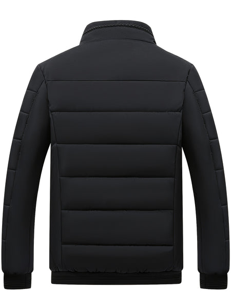 Men's Casual Collar Fashion Coat Men's New Young and Middle-aged Autumn and Winter Plus Velvet Padded Warm -padded Jacket.
