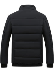 Men's Casual Collar Fashion Coat Men's New Young and Middle-aged Autumn and Winter Plus Velvet Padded Warm -padded Jacket.
