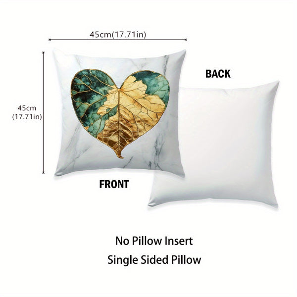 4pcs Green & Golden Leaf & Butterfly Print Cushion Covers
