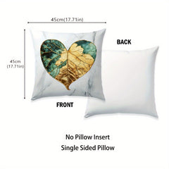 4pcs Green & Golden Leaf & Butterfly Print Cushion Covers