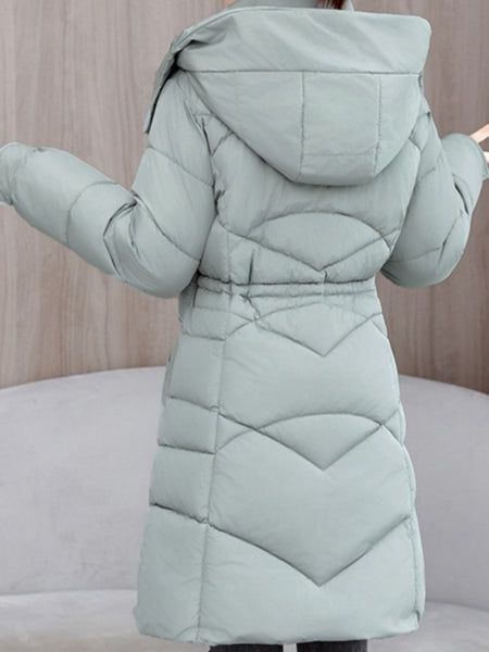 Women's Winter Coat - Thickened Warm Mid-Length Jacket with Front Zipper Closure, Waist-Hugging Fit, Side Pockets - Elegant Cold Weather Outerwear for Everyday & Formal Events - Ladies Winter Coats, Durable Warmth