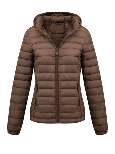 Women's Autumn/Winter Simple Lightweight Hooded Commuter Padded Coat with Pockets