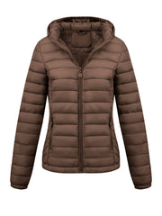 Women's Autumn/Winter Simple Lightweight Hooded Commuter Padded Coat with Pockets