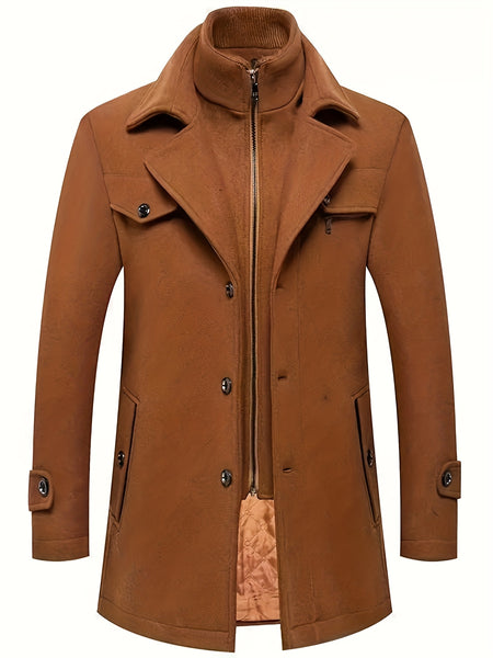 New Autumn And Winter 802 Detachable Double-Layer Collar Thick Velvet Blend Overcoat for Men
