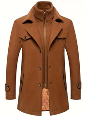 New Autumn And Winter 802 Detachable Double-Layer Collar Thick Velvet Blend Overcoat for Men