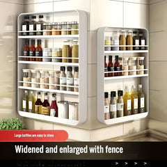 1pc Wall-Mounted Kitchen Storage Shelf – Multi-Purpose Storage Rack for Kitchen Spices, Bathroom Toiletries, Bedroom Decor – No-Tool Installation (Black/White)