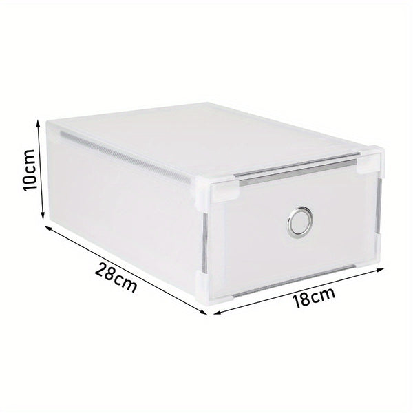 10pcs Clear Shoe Boxes Foldable Shoe Organiser Plastic Shoe Storage Box Transparent Drawer Stackable Storage Cabinet 31 x 20 x 11cm for Shoes File Dress or Toys Storage, Shoe Storage Organizer