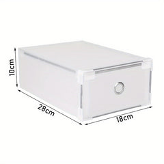 10pcs Clear Shoe Boxes Foldable Shoe Organiser Plastic Shoe Storage Box Transparent Drawer Stackable Storage Cabinet 31 x 20 x 11cm for Shoes File Dress or Toys Storage, Shoe Storage Organizer
