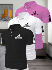 Three-Piece Summer Men'S Polo Shirt, Top, Running, Sports, Gym Breathable, Quick-Dry, Business, Casual, Vacation Polo Shirt, Fashionable Short-Sleeve Golf Shirt