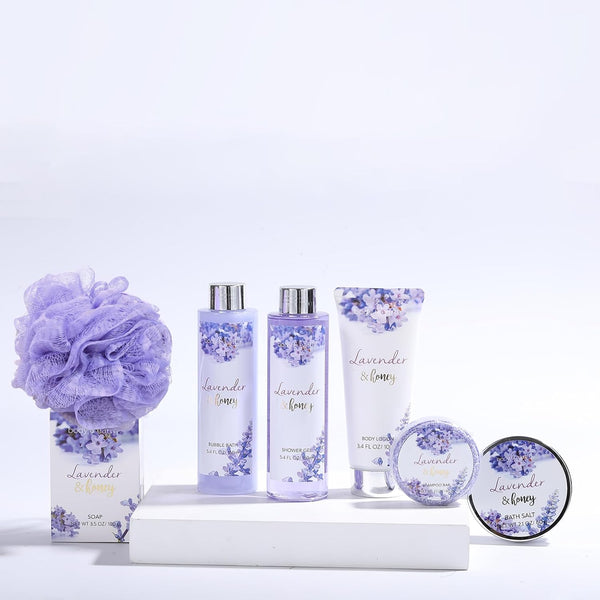 BODY & EARTH- 8 Pcs Lavender Gift Sets for Women, Includes Shower Gel, Bubble Bath, Spa Sets for Women Gifts, Birthday Gifts for Her, Valentines Gifts for Her