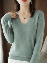 2026 New Women'S V-Neck Sweater Soft Warm Long Sleeve Pullover