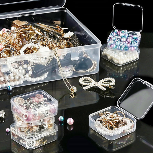 30 Compartment Clear Plastic Jewelry Organizer Case, Transparent Earring Storage Box with Removable Dividers, Compact Design for Travel and Vanity Display