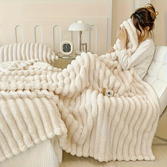 1pc Thickened Blanket Soft And Comfortable Faux Rabbit Hair Reversible Blanket Thermal Fleece Blanket Nap Blanket Air Conditioning Blanket Office Outdoor Camping Gift Blanket Perfect For All Seasons