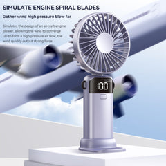 4-in-1 Foldable Mini Handheld Fan with LED Digital Display, Neck Lanyard & Aromatherapy – USB Rechargeable Portable Cooling Fan for Office, Travel, Outdoor & Daily Use – Lightweight, Quiet, 5-Speed Adjustable, Long Battery Life