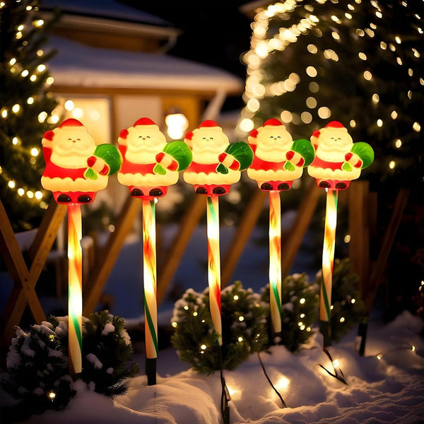 Solar Christmas Decorations - 5 Pieces Waterproof LED Ambient Lighting, 41 X 4 X 4 Cm Snowman Santa Solar Christmas String Lights for Garden Lawn Patio Pathway Home Bedroom Living Room Party