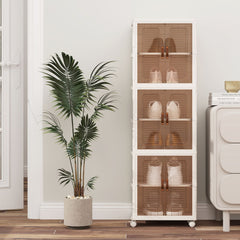 GOFLAME 6-Cube Stackable Storage Bins 115L Shoes Boxes w/ Doors-White