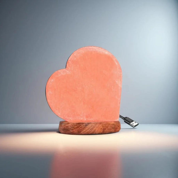 Magic Salt USB Heart Himalayan Salt Lamp with USB Port – Color Changing LED Heart-Shaped Pink Salt Crystal with 7 Mood Hues & Warm Glow Solid Wooden Base for Living Room, Bedroom, Office – Wellness & Ambient Lighting