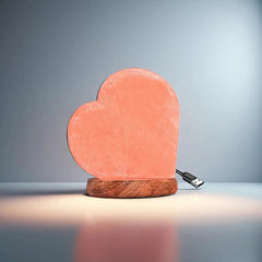 Magic Salt USB Heart Himalayan Salt Lamp with USB Port – Color Changing LED Heart-Shaped Pink Salt Crystal with 7 Mood Hues & Warm Glow Solid Wooden Base for Living Room, Bedroom, Office – Wellness & Ambient Lighting