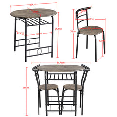 Costoffs 3 Piece Dining Table Set Modern Kitchen Table Set Space Saving Table and 2 Chairs Set with Steel Legs/Storage Rack for Kitchens/Balconies/Bedrooms/Apartments/Cafés, Natural/Drift Brown/White