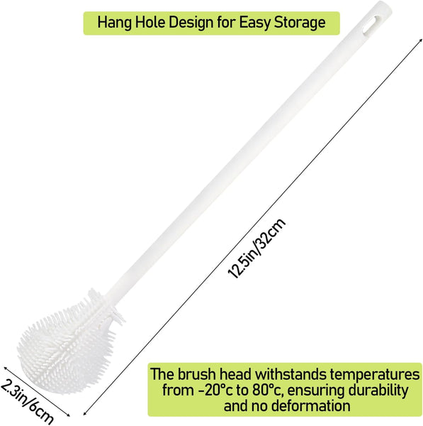 KIBBEH 2Pcs Silicone Bottle Brush - 360° Rotating Soft Bristle Cleaning Brush,3-In-1 No-Dead-Angle Design,Anti-Drop Brush Head,Perfect for Bottles,Tall Glasses, and Narrow Containers