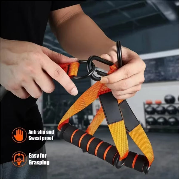 Resistance Strap with Handle: Used for Muscle Training, Strength Building Yoga Body Shaping Home Fitness Equipment - Natural