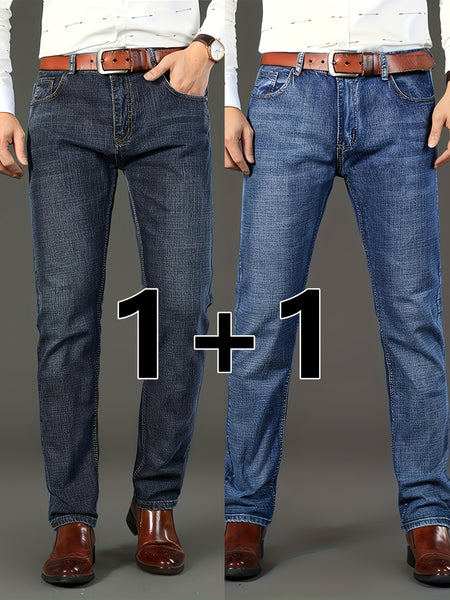 Two-Pc Value, Men'S Classic Jeans, Casual And Comfortable Stretch Denim Trousers, Suitable for All Seasons, Business Formal Mature Middle East