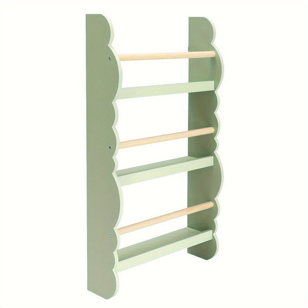 1pc Bookshelf Ledge | Book Organizer with Bookshelves, Pine E1 MDF, Green, Cubby Shelf, Freestanding, Suitable for Various Room Types