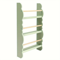 1pc Bookshelf Ledge | Book Organizer with Bookshelves, Pine E1 MDF, Green, Cubby Shelf, Freestanding, Suitable for Various Room Types