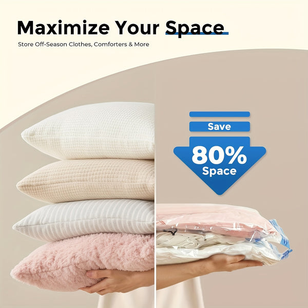 11pcs Vacuum Compression Storage Bags Set with Portable Hand Pump - Large + Medium + Small + Hand Pump - Suitable for Bedding, Clothes, Travel Essentials, Luggage Vacuum Seal Bags, Thickened Material, No Electricity Required