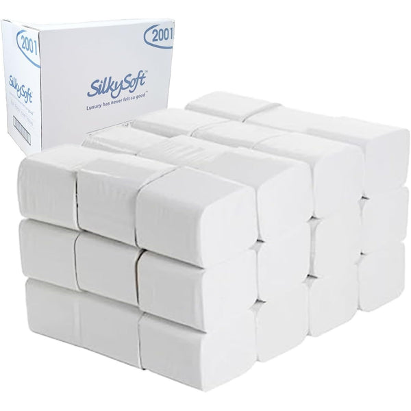 2 Ply Premium Bulk Pack Toilet Tissue Rolls, Soft, Strong and Absorbent Bulk Pack Paper White Dispenser Toilet Paper Fragrance Free Folded 9000 Sheets