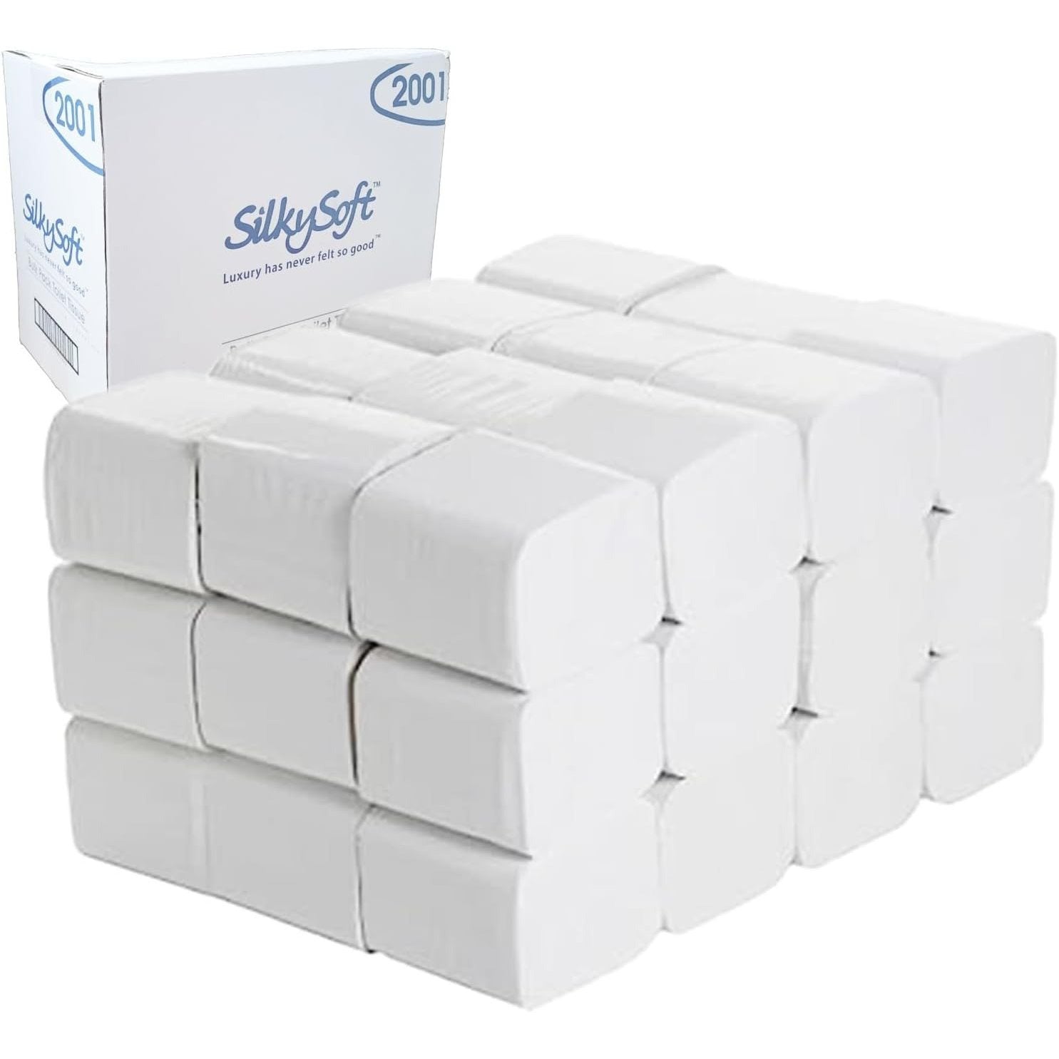 2 Ply Premium Bulk Pack Toilet Tissue Rolls, Soft, Strong and Absorbent Bulk Pack Paper White Dispenser Toilet Paper Fragrance Free Folded 9000 Sheets