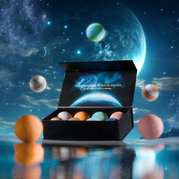 Planet Themed Bath Bombs / 8 X 60G Handmade Luxury Bubble Bath Fizzer Set/Non-Staining, Vegan, Cruelty-Free/Spa Gift for Men, Women and Kids