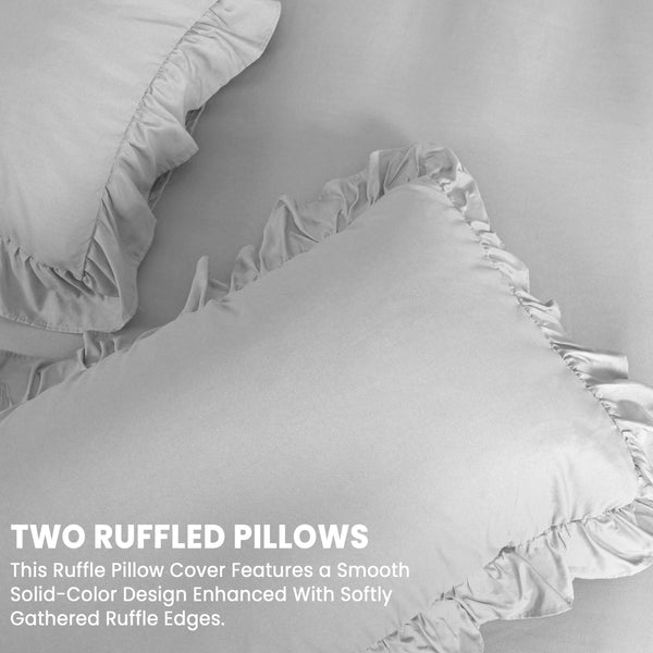 3-Piece Ruffle Frilled Duvet Cover Set – Soft, Comfortable Bedding with Pillowcases, Button Closure, Elegant Layered Design