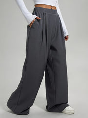 Elegant Set of Two Solid Color Casual Wide-Leg Pants