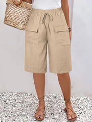 Circle 3pcs Set Standard Size Women's Shorts Casual Beach Pants with Pockets