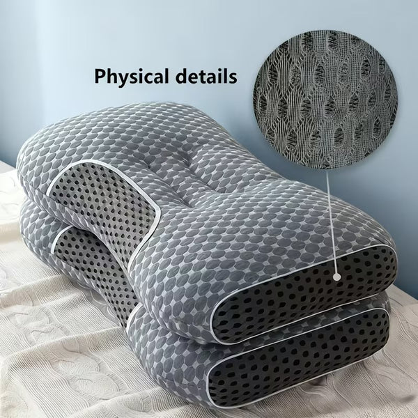 Pack of 2/1 Sleeping Pillows, Ergonomic Neck Support Pillow, Adjustable Contour Support Pillow for Deep Sleep, Breathable Skin-Friendly, Moisture-Wicking, All-Season-1000/2000g