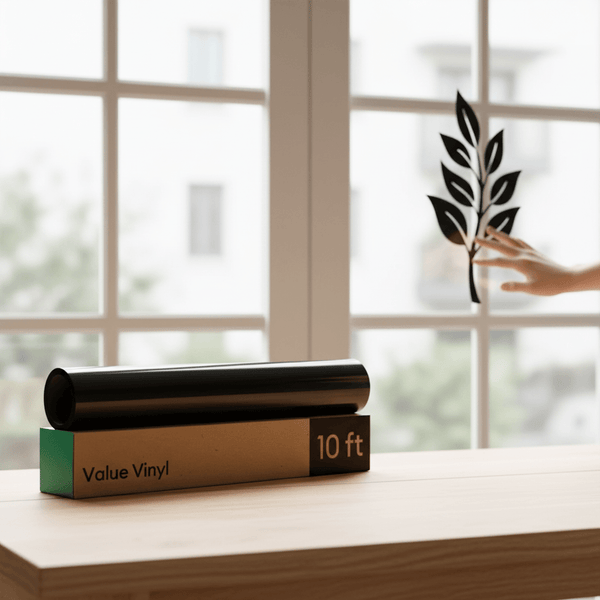 Permanent Self-Adhesive Vinyl Roll – Glossy & Matte Black, 10ft Waterproof Craft Vinyl for Mugs, Windows, Home Décor, and Professional Commercial Applications