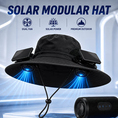 Fan Hat for Men And Women, Solar Wide Brim Sun Hat with Dual Cooling Fans, Adjustable Airflow Outdoor Hat for Summer Travel, Gardening, Hiking, Camping And Yard Work