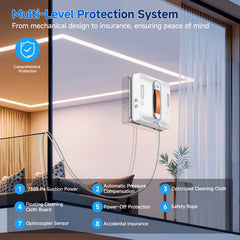 Lubluelu Auto Window Cleaning Robot | Upgraded 4 Water Spray & 8-Layer Safety Protection System, 7500KPa Suction Power, Anti-Falling and Edge Detection Sensors, Remote Control, Rechargeable Battery, For High-Rise Windows, Tiles and Glass