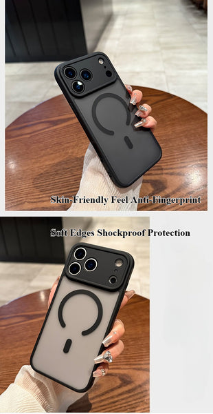 Phone Case - Premium Minimalist Frosted Skin-Feel Magnetic Phone Case - Fingerprint-Resistant, with Lens Protection, Wireless Charging Supported, Black Business-Style Protective Case for Iphone 17/16/15/14/13/12/11 Pro Max/Plus, Precise Cutouts