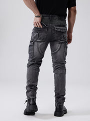ESDVQ Men's Stretch Jeans - Slim Fit Stretch Pants with Multiple Utility Pockets, Stretch Denim for Everyday & Formal Wear - All-Season Skinny Jeans for Men, Casual Outfit, Edgy Fashion, Reinforced Seams, Stylish Trousers, Fashion Enthusiasts