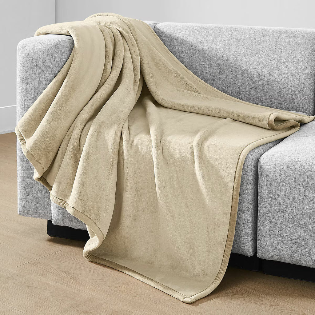 Coco Plush Throw in Sand, 152 X 177 Cm