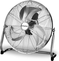 Schallen Chrome Silver Metal High Velocity Cold Air Circulator Adjustable Floor Fan with 3 Speed Settings (14